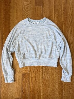 Athleta Girl Long Sleeve Crewneck Top, Blue Space Dye, M (8/10)